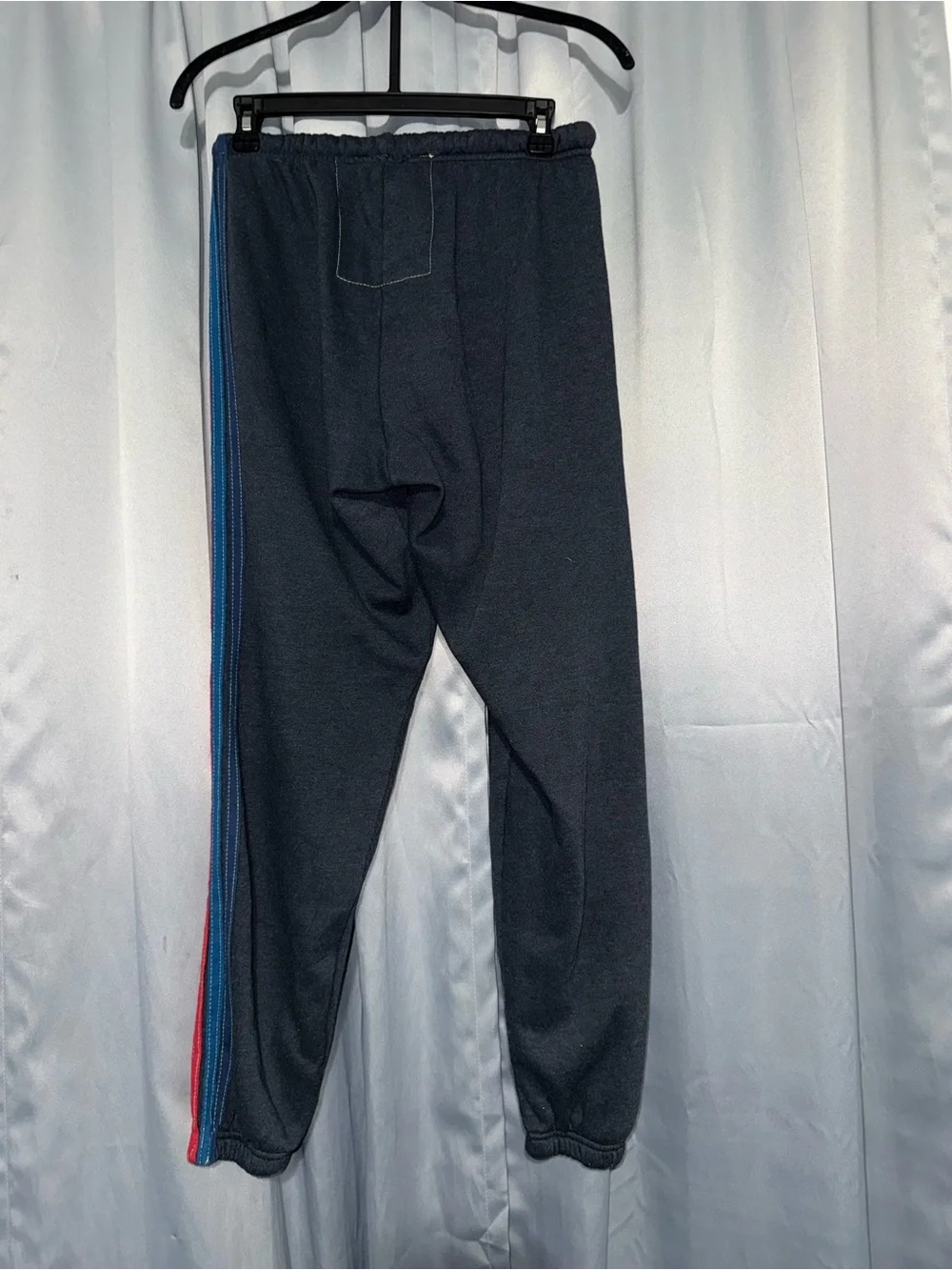 Aviator Nation Black Track Joggers with Red Orange Yellow Side Stripes - Picture 5 of 7